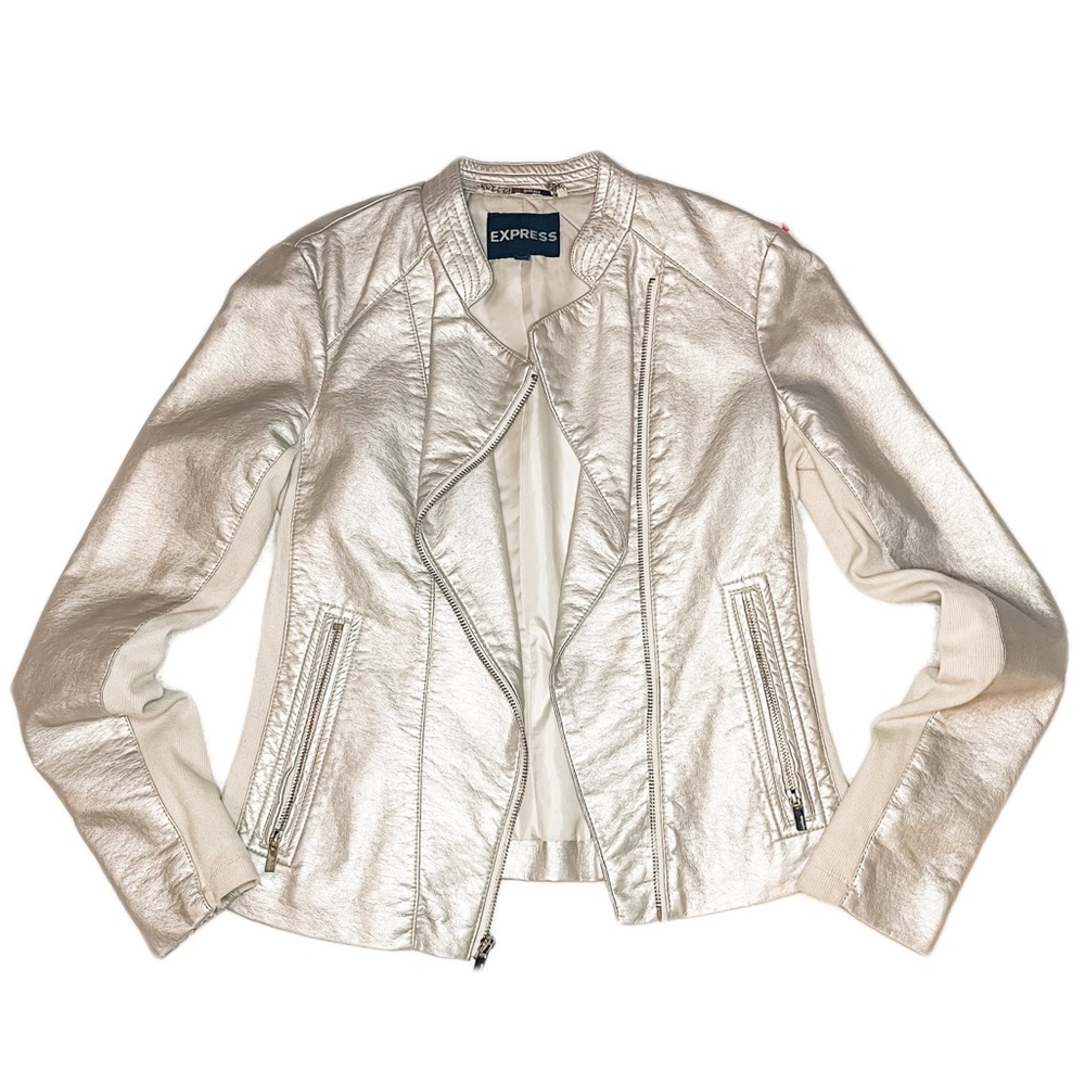 Metallic Gold Express Vegan Leather Jacket XS